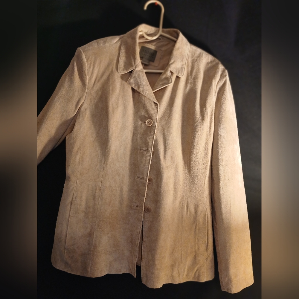 Soft Brown 100% Leather SZ 14 Blazer/Jacket Light weight Like New Stylish